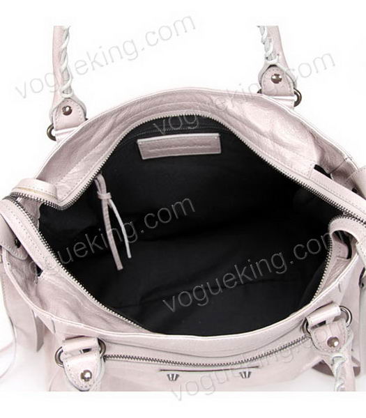 Balenciaga Medium Handbag in Light Grey Oil Leather Copper Nails-5