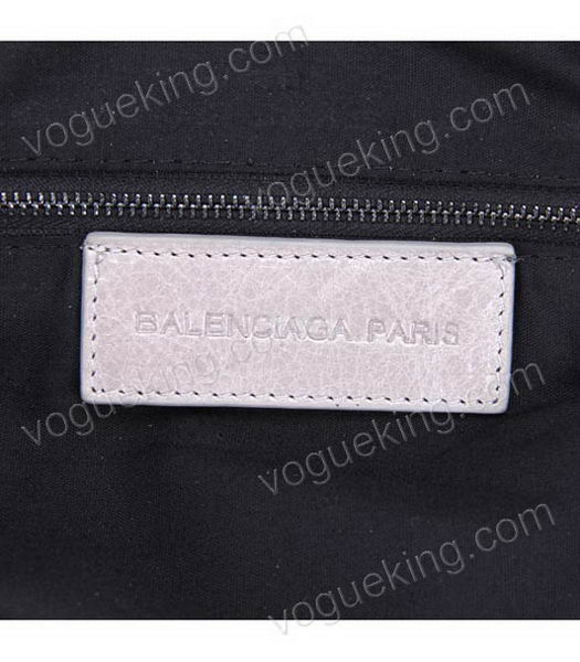 Balenciaga Medium Handbag in Light Grey Oil Leather Copper Nails-6