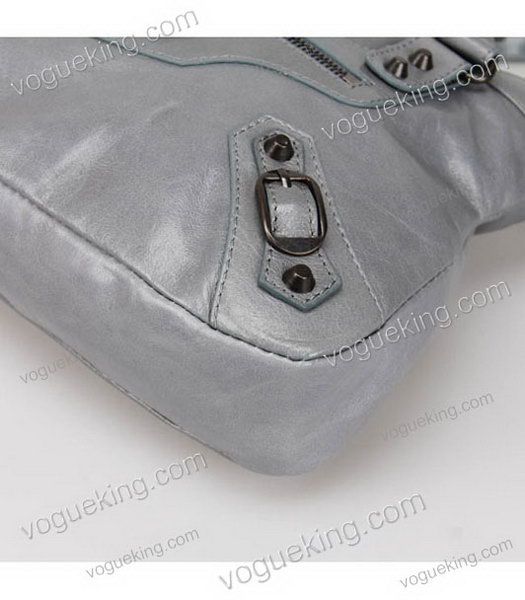 Balenciaga Mini Motorcycle City Bag Grey Imported Oil Leather Black Nails-5