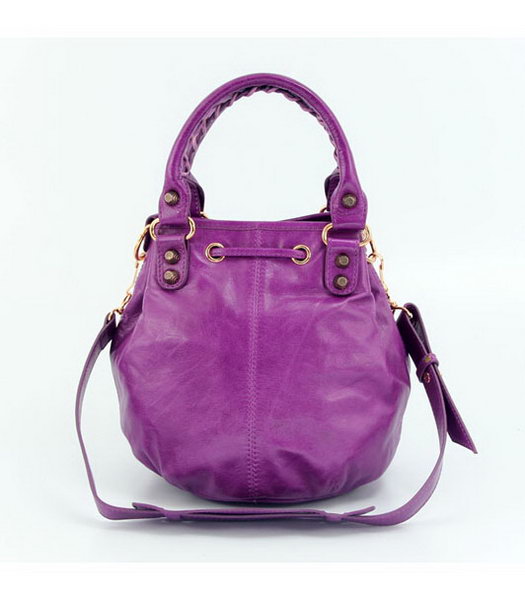 Balenciaga Mini Pompon Handbag in Middle Purple Oil Leather (Copper Nails)-2