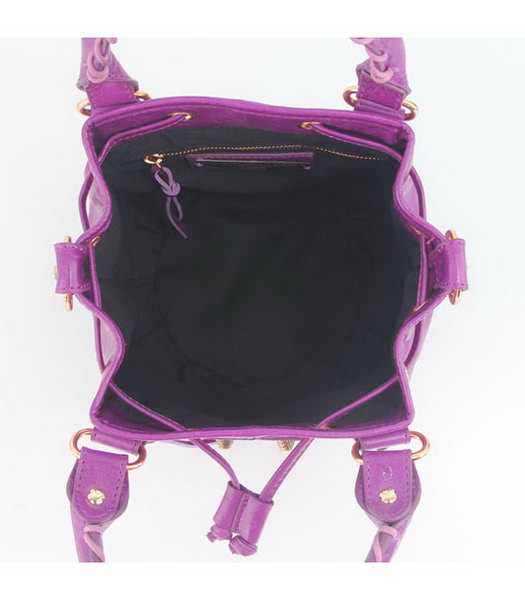 Balenciaga Mini Pompon Handbag in Middle Purple Oil Leather (Copper Nails)-4