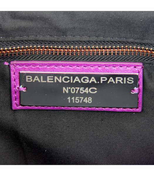 Balenciaga Mini Pompon Handbag in Middle Purple Oil Leather (Copper Nails)-5