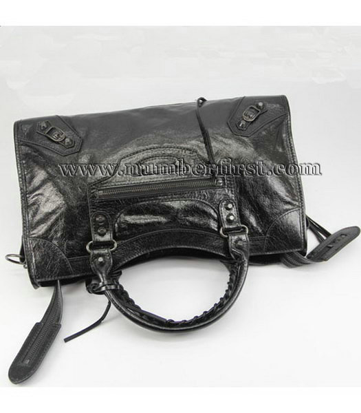 Balenciaga Motorcycle City Bag in Black Oil Leather-4
