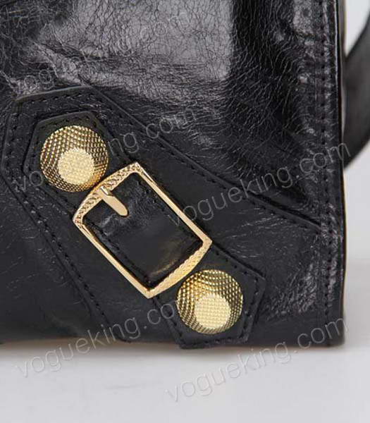 Balenciaga Motorcycle City Bag in Black Oil Leather Gold Nails-5