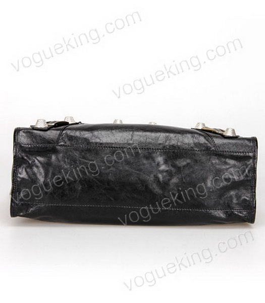 Balenciaga Motorcycle City Bag in Black Oil Leather Silver Nails-5