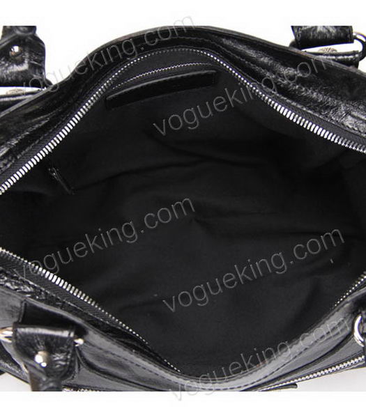 Balenciaga Motorcycle City Bag in Black Oil Leather Silver Nails-6