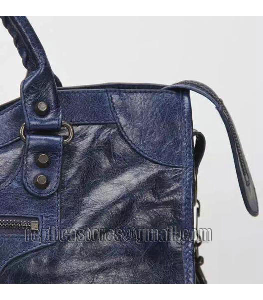 Balenciaga Motorcycle City Bag in Dark Blue Imported Leather Gun Nails-5
