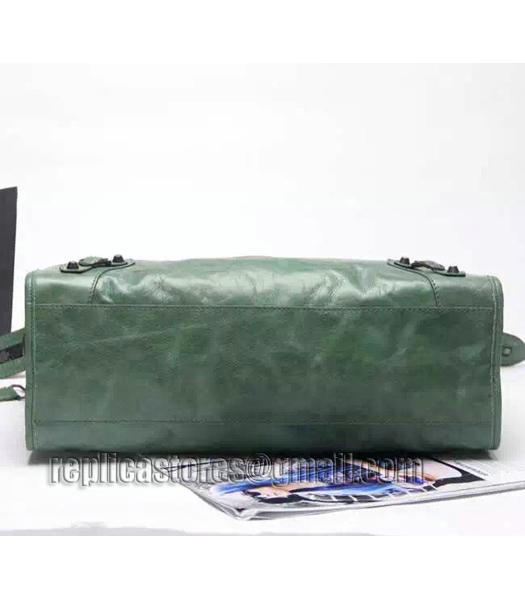 Balenciaga Motorcycle City Bag in Dark Green Imported Leather Gun Nails-4