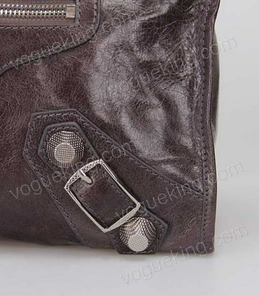 Balenciaga Motorcycle City Bag in Dark Grey Oil Leather Silver Nails-4