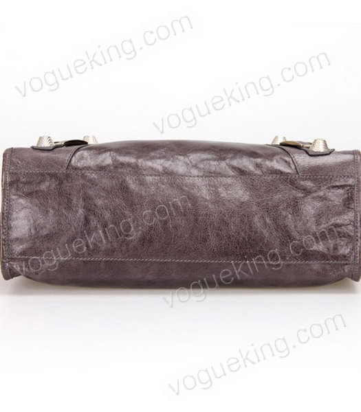 Balenciaga Motorcycle City Bag in Dark Grey Oil Leather Silver Nails-5
