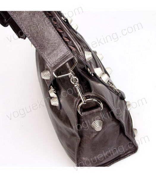Balenciaga Motorcycle City Bag in Dark Grey Oil Leather Silver Nails-6