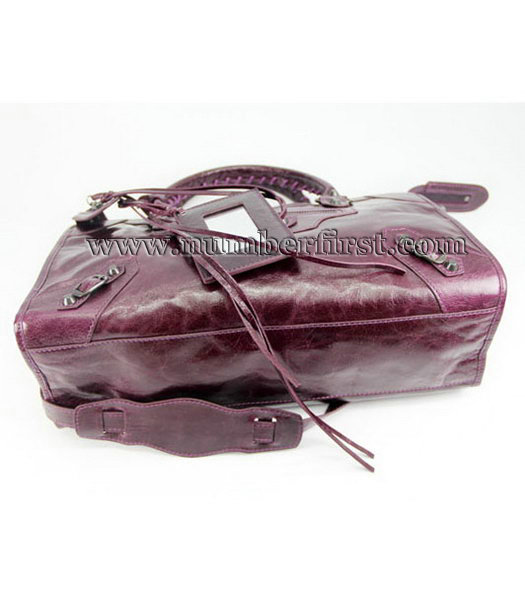 Balenciaga Motorcycle City Bag in Dark Purple Oil Leather-3