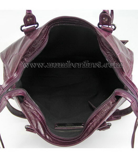 Balenciaga Motorcycle City Bag in Dark Purple Oil Leather-4