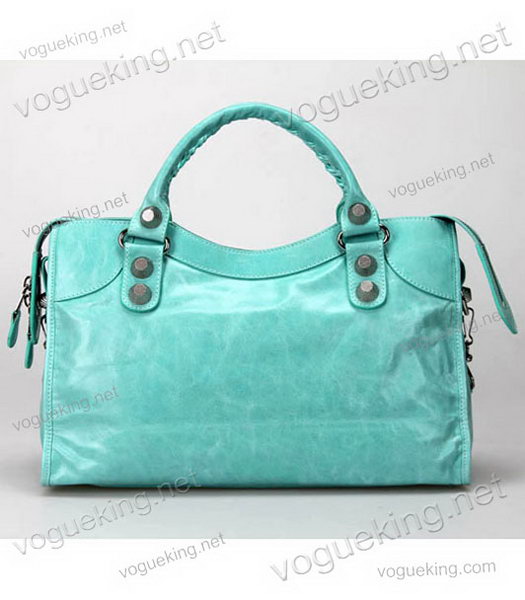 Balenciaga Motorcycle City Bag in Lake Green Imported Oil Leather Silver Nails-5