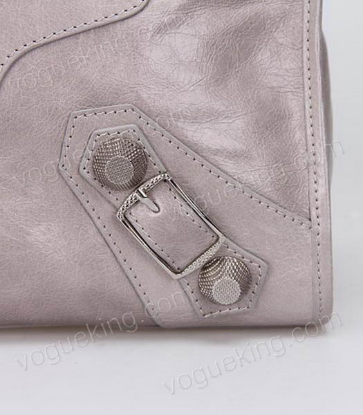 Balenciaga Motorcycle City Bag in Light Grey Oil Leather Silver Nails-5