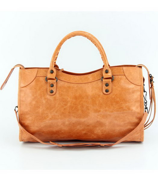 Balenciaga Motorcycle City Bag in Light Orange Oil Leather (Copper Nails)-2