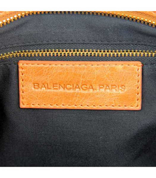 Balenciaga Motorcycle City Bag in Light Orange Oil Leather (Gold Nails)-5