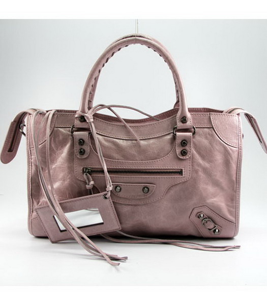 Balenciaga Motorcycle City Bag in Light Pink Oil Leather