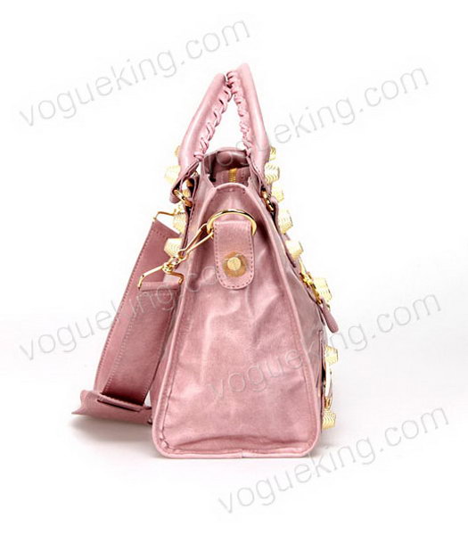Balenciaga Motorcycle City Bag in Light Pink Oil Leather Gold Nails-2