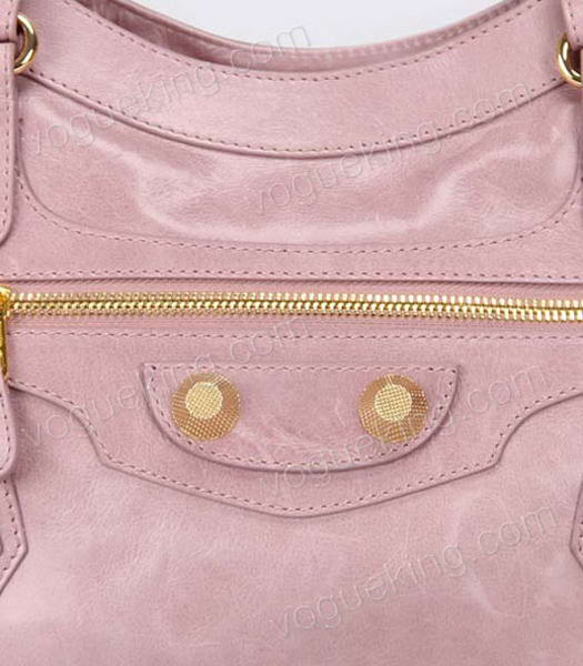 Balenciaga Motorcycle City Bag in Light Pink Oil Leather Gold Nails-5
