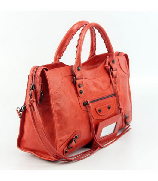 Balenciaga Motorcycle City Bag in Light Red Oil Leather (Copper Nails)-1