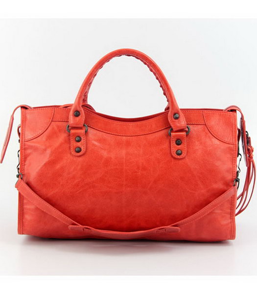 Balenciaga Motorcycle City Bag in Light Red Oil Leather (Copper Nails)-2