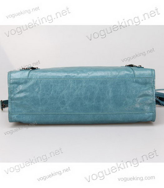 Balenciaga Motorcycle City Bag in Light Sea Blue Oil Leather Copper Nails-5