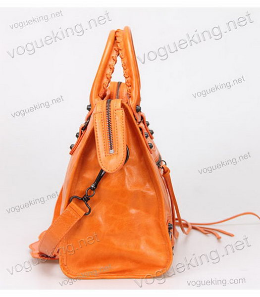 Balenciaga Motorcycle City Bag in Orange Oil Leather Copper Nails-4
