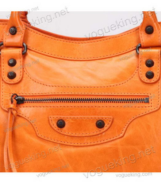 Balenciaga Motorcycle City Bag in Orange Oil Leather Copper Nails-5