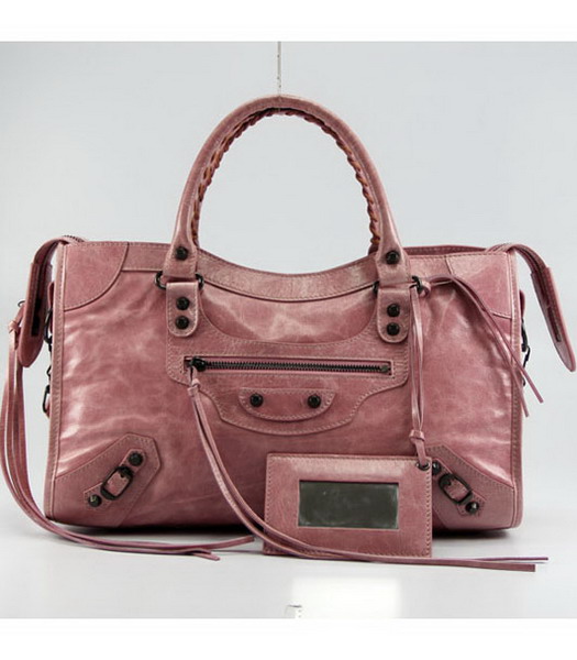 Balenciaga Motorcycle City Bag in Pink Oil Leather