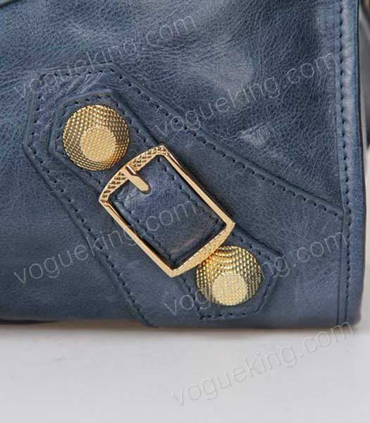 Balenciaga Motorcycle City Bag in Sapphire Blue Oil Leather Gold Nails-5