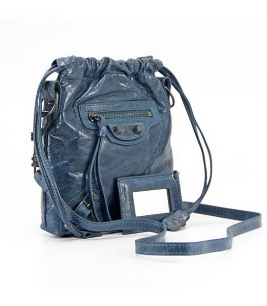 Balenciaga Move-on Leather Satchel Bag Sapphire Blue