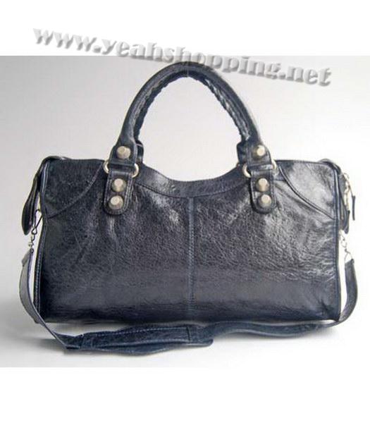 Balenciaga Navy Blue Leather Large Handbag-3