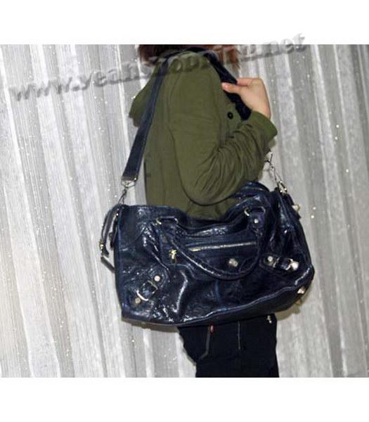 Balenciaga Navy Blue Leather Large Handbag-8
