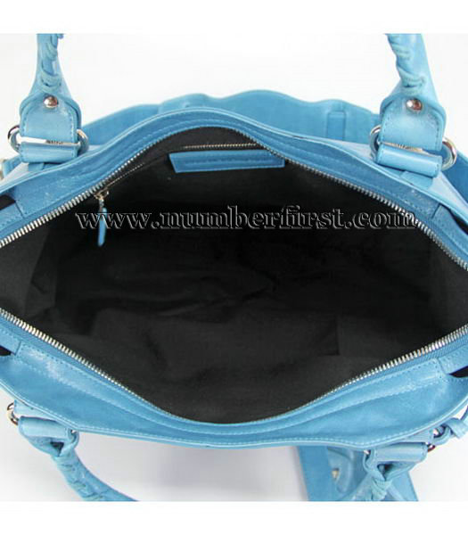 Balenciaga New City Bag in Blue Oil Leather-4