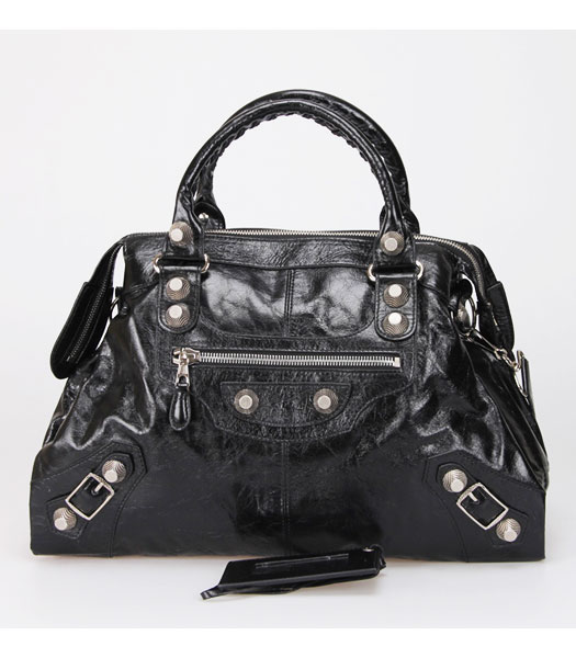 Balenciaga Papier Argent Tote Bag Black Oil Leather