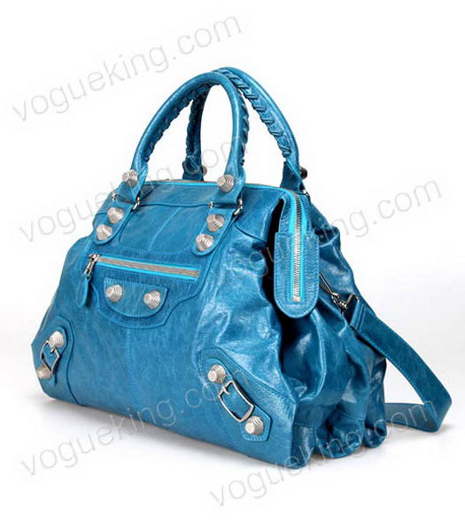 Balenciaga Papier Argent Tote Bag Sky Blue Oil Leather-1