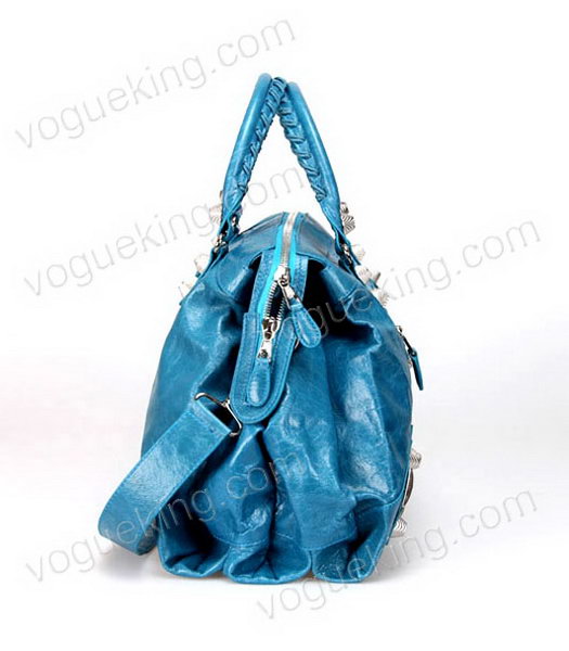 Balenciaga Papier Argent Tote Bag Sky Blue Oil Leather-2