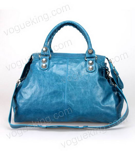 Balenciaga Papier Argent Tote Bag Sky Blue Oil Leather-3