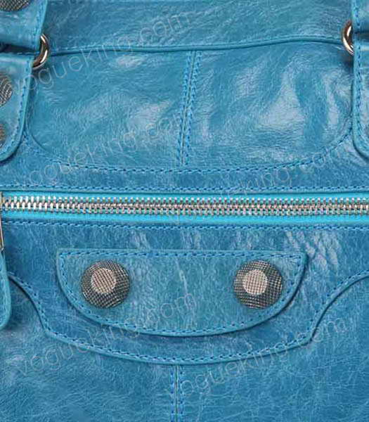 Balenciaga Papier Argent Tote Bag Sky Blue Oil Leather-4