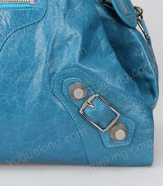 Balenciaga Papier Argent Tote Bag Sky Blue Oil Leather-5