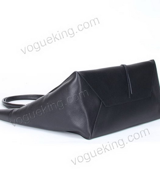 Balenciaga Papier Basket Tote Bag Black Litchi Pattern Leather Copper Nails-2