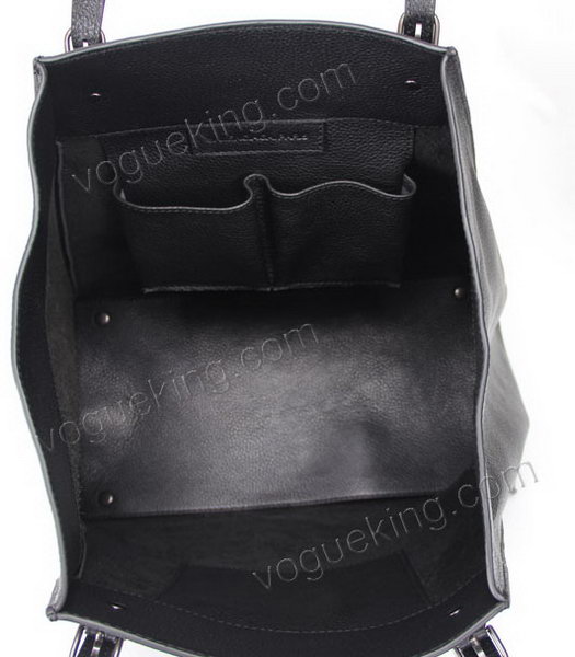 Balenciaga Papier Basket Tote Bag Black Litchi Pattern Leather Copper Nails-6