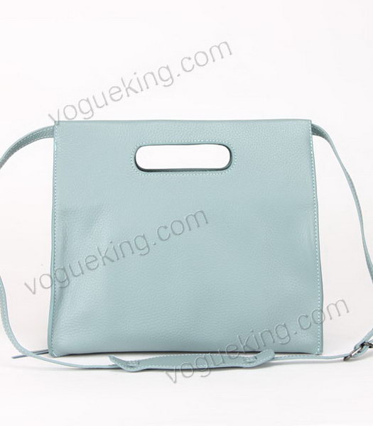 Balenciaga Papier Shopper Bag Sea Blue Litchi Pattern Leather Copper Nails-2