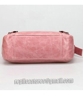 Balenciaga Pink Imported Leather Small Tote Shoulder Bag With Small Nail-4