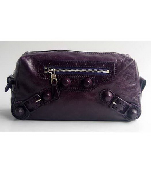 Balenciaga Purple Genuine Leather Small Handbag