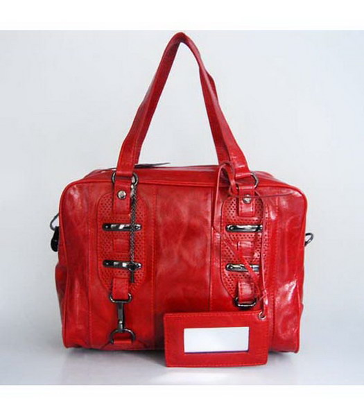 Balenciaga Red Genuine Leather Handbag