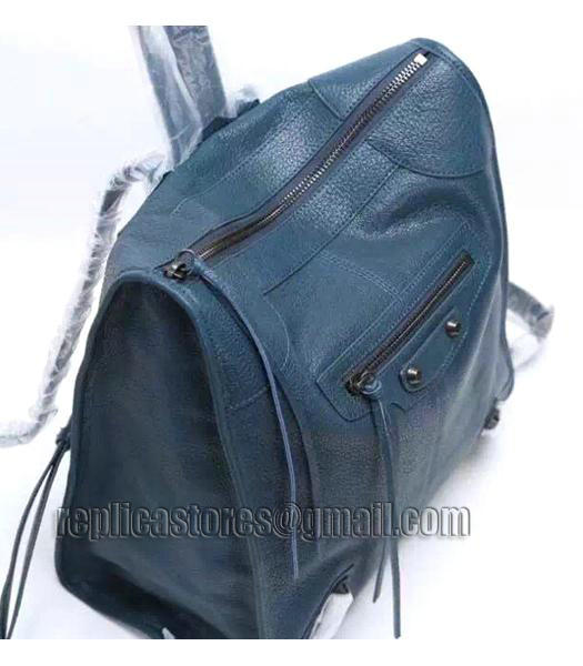 Balenciaga Sapphire Blue Original Lambskin Leather Backpack Gun Nails-2