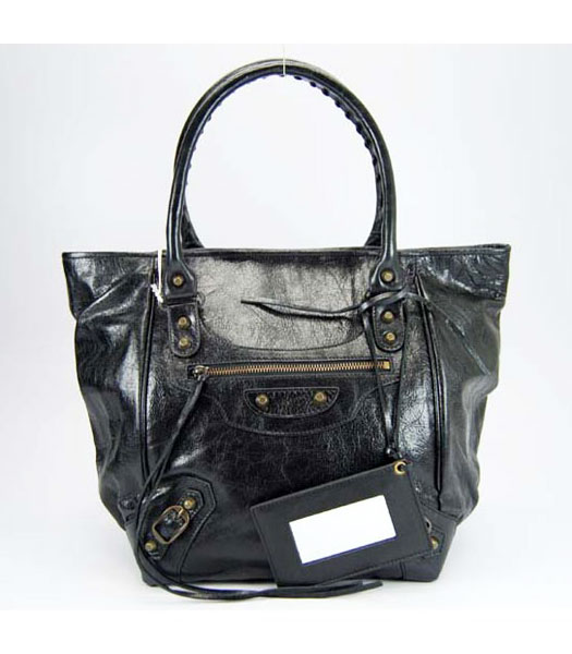 Balenciaga Soft Oil Leather Medium Tote Bag Black