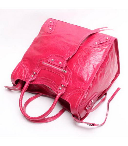 Balenciaga Velo Medium Peach Calfskin Leather Tote Bag-4